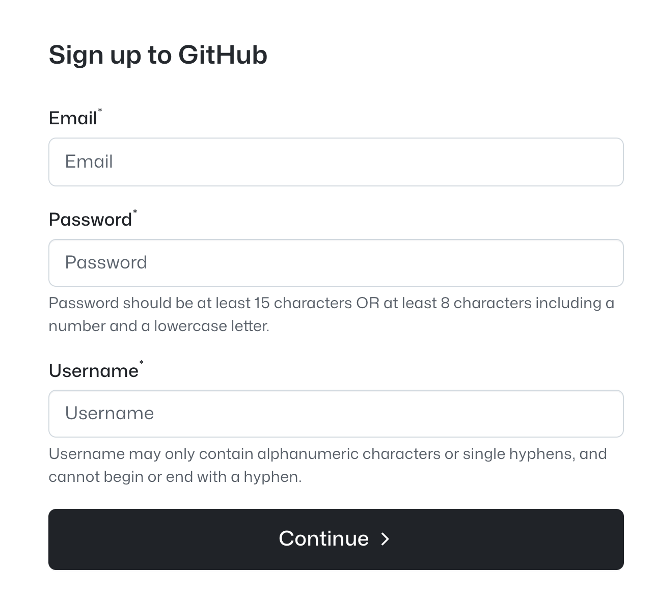 GitHub signup page